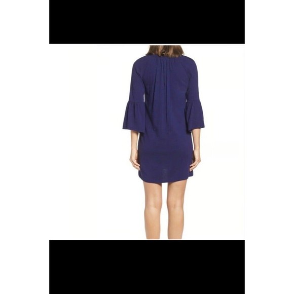 Lilly Pulitzer De Lago Tasstled Dress Flare sleeves Navy Blue Cotton Modal - Picture 5 of 10